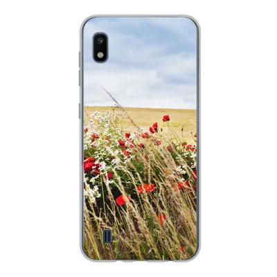 Produktbild von MuchoWow® Handyhülle Schutzhülle Hülle für Samsung Galaxy A10 Wolken - Blumen - Rot Silikon Softcase Handy Hülle - Schutzhülle
