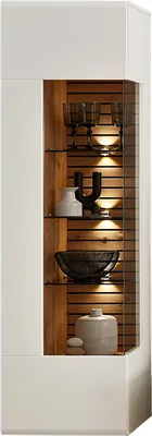 Produktbild von Vitrine Hängevitrine mit Beleuchtung, weiß mit Eiche, FALLON-55