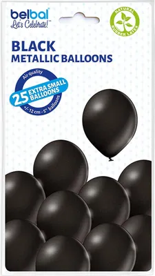 Produktbild von 25 Stk. Luftballon Uni Metallic Ø 12cm | Schwarz