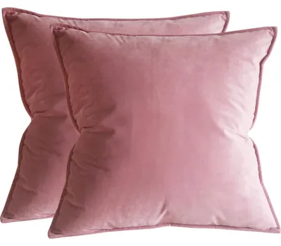 2er-Pack Samt Kissenbezüge, Rosa, 50x50 cm, mit Reißverschluss