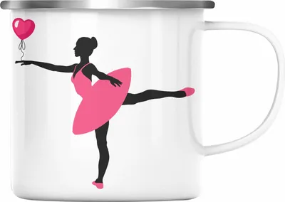 Produktbild von Trendation - Ballett Ballerina Emaille Tasse Mädchen Geschenk Lehrer Frauen Balett Geschenkidee Emaille Emaille Tasse (Silber)
