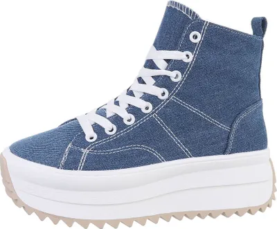 Produktbild von Ital-Design Damen Freizeitschuhe  Textiloptik Sneakers High 85960104 Blau Gr.  37