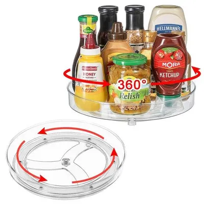 Obrázok produktu pre Unyqoos® Priehľadný otočný organizér do kuchyne a kúpeľne s otočným rozsahom 360 stupňov