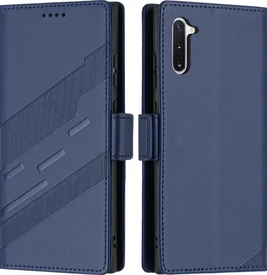 Obrázek produktu pro Pouzdro pro Samsung Galaxy Note 10 5G,Polyuretankožené peněženkové pouzdro s přihrádkou na karty a funkcí stojánku Blau