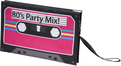 Handtasche Kassette 80's Party Mix Tasche 80er Kostüm-Zubehör für Damen Accessoire Clutch Fasching Karneval 80er Jahre Mottoparty