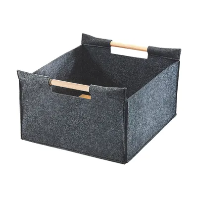 Obrázek produktu pro Koš na dřevo z plsti Kobolo Univerzální koš na dřevo - plsť - tmavě šedý - 51x41x26 cm