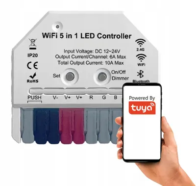 Produktbild von Tuya Mini LED-Controller 5-in-1 DIM CCT RGB RGBW RGBCCT 12-24V WiFi + RF