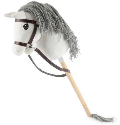 Produktbild von Bieco Hobby Horse Steckenpferd Schimmel - Größe S, mit Trense | abnehmbarer Stock & Schweif, für Springreiten, Dressur & Spielen | Hobby Horse Pferde