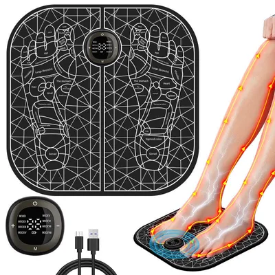 Produktbild von EMS-Fußmassagegerät, tragbares Fußmassagegerät, 8 Modi, 19 Intensitäten, Fußgesundheitsmassagegerät, fördert die Durchblutung und lindert Muskelschmer