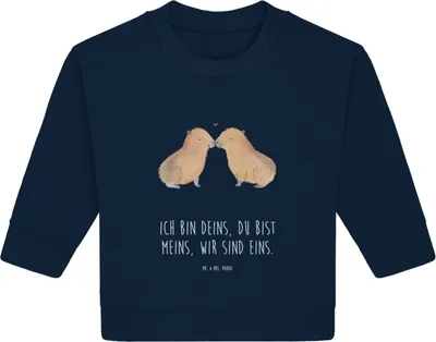 Produktbild von Mr. & Mrs. Panda Organic Baby Pullover Capybara Liebe 24. - 36. Monat - French Navy - Geschenk, Lustige Sprüche, Bullover, Valentinstag, Geschenkidee, Liebesspruch