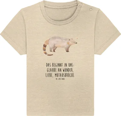 Produktbild von Mr. & Mrs. Panda Babyshirt Nasenbär 12. - 18. Monat - Natural Raw - Geschenk, Baby  Shirt, Rüsselbär, T-Shirt, Bär, Baumwollshirt, Nasenbären, Jerseyshirt