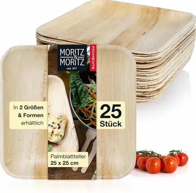Produktbild von Palmblatt Teller 25x25cm 25 Stück Ökologisch Praktisch