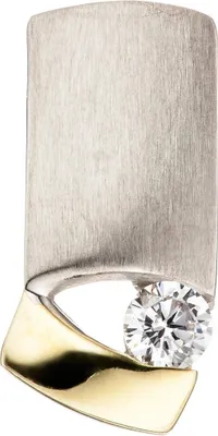 Produktbild von Anhänger Halsschmuck mit Zirkonia weiß 925 Silber teilvergoldet mattiert