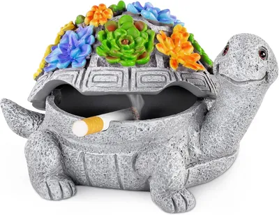 Produktbild von Schildkröte Zigarette Aschenbecher mit Deckel, rauchfrei wasserdicht Aschenbecher Outdoor Harz Ashtray für Patio Home Office Geschenke Indoor
