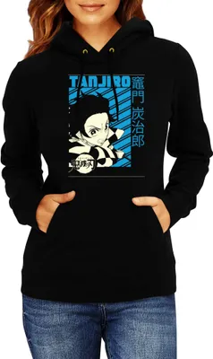 Zdjęcie produktu dla Damska Bluza Z Kapturem Demon Anime Slayer Kimetsu No Yaiba Tanjiro Kamado 19, Lady S / Czarny