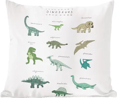 Produktbild von MuchoWow® Zierkissen Sofakissen Wohnzimmer Dekokissen 40x40 cm Kinderzimmer - Dinosaurier - Weiß - Jungen - Mädchen - Kinder - Foto Kissen - Schlafzimmer Dekoration