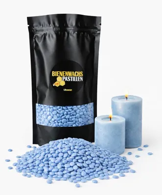 Bienenwachspastillen 1000 g, blau, für Kerzen & Kosmetik