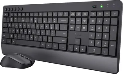 Image de Ensemble clavier et souris Trust Trezo Sans fil, disposition QWERTY en français, design durable, noir