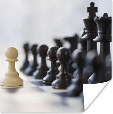Produktbild von MuchoWow® Poster Schwarz gewinnt beim Schach 100x100 cm - Babyzimmer