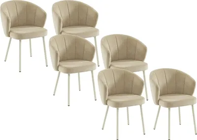 Produktbild von Stuhl 6er-Set - Stoff & Metall weiß - Beige - TANURY
