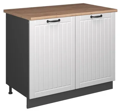 Image de Meuble bas sous-évier Vicco Fame-Line Blanc campagne/Anthracite 100cm, PT Chêne, Model 61951