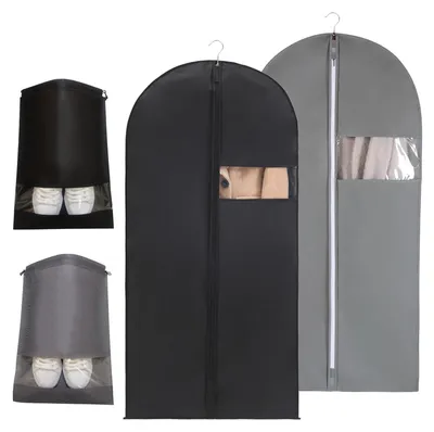 Productafbeelding van Kledinghoezen - 2 stuks met schoenenzak - Ademende opbergoplossing voor pakken, overhemden, jassen, mantels en truien
