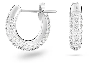 Produktbild von Swarovski Dextera Kreolen, Pavé, Klein, Weiß, Rhodiniert