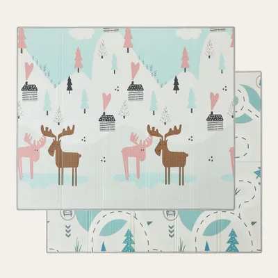 Productafbeelding van CASABEL Baby Speelmat 180×150 cm, Opvouwbaar, Waterdicht, Dik, Hertenpatroon, Groot Formaat en Gemakkelijk Op te bergen