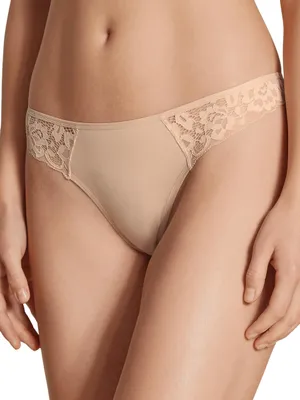 Zdjęcie produktu dla CALIDA Natural Comfort, stringi damskie, koronka, kolor różowy, rozmiar 44-46
