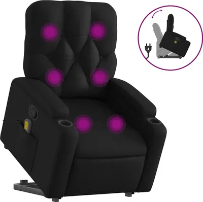Produktbild von vidaXL Massagesessel mit Aufstehhilfe Schwarz Kunstleder
