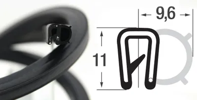 Produktbild von DS15 - EPDM Kantenschutz Dichtungs Profil Gummi Dichtung seitlich - Klemmbereich 1 - 2 mm