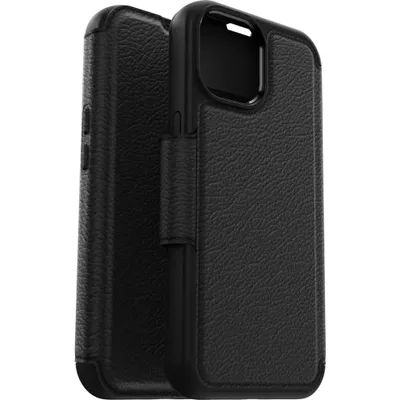 Produktbild von OtterBox Strada - Apple iPhone 15 Hülle Echtes Leder Klapphülle MagSafe Kompatibel - Schwarz