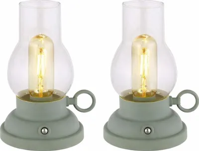 Produktbild von 2er Set LED Tischleuchte, grün, Touchdimmer, Akku, H 17,5 cm