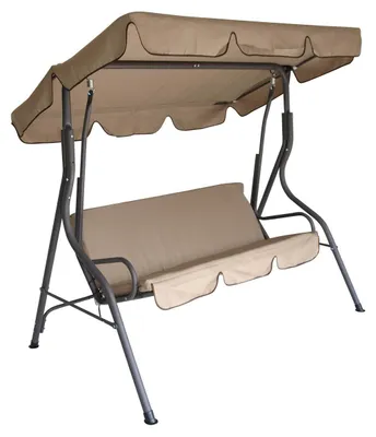 Produktbild von Hollywoodschaukel 3-Sitzer Stahlgestell Grau Bezüge Polyester Creme