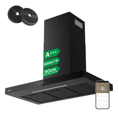 Produktbild von CIARRA A+++ 650 m³/h Dunstabzugshaube 90cm Wandhaube WIFI +APP & Touch Control Boost VMB9102