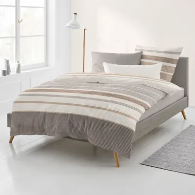 Produktbild von Bettwäsche Bierbaum Biber 4122-80 braun beige Streifen 135x200