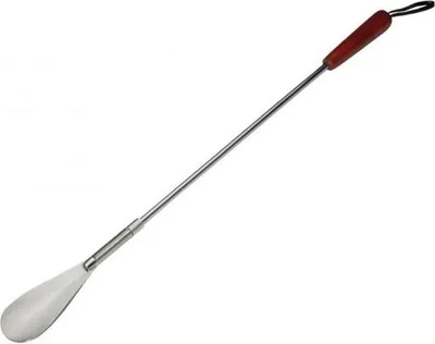 Produktbild von Schuhlöffel aus Edelstahl - Extra Lang 63cm mit Lederschlaufe & Federgriff