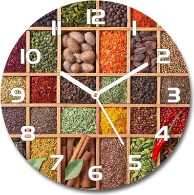 Produktbild von Wanduhr aus Glas 30fi Glasbild Glasuhr Gehärtetes Glas - weisse-zeiger - Spices and herbs
