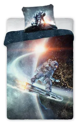 Produktbild von Bettwäschegarnitur 140x200 cm x 70x90 cm Astronaut Kosmos Spacerider Wendebettwäsche 140x200 cm + 70x90 cm - Astronaut