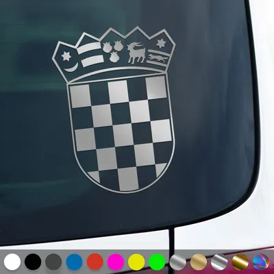 Produktbild von PantherPixel Kroatien Aufkleber Wappen Croatia Hrvatska Sticker Auto Geschenkidee Farbe Silber