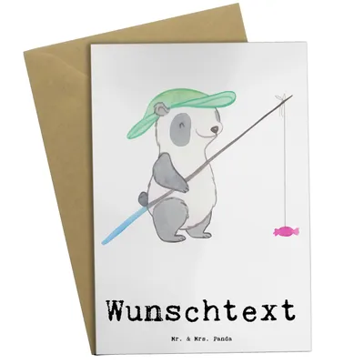 Produktbild von Mr. & Mrs. Panda Personalisierte Grußkarte Panda Angeln Tage - Weiß - Personalisierte Geschenke, Danke, Personalisierte Einladungskarte, Grußkarten personalisiert, Hobby