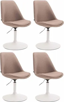 Image de CLP - Ensemble de 4 chaises de salle à manger Maverick, revêtues en tissu, pivotantes et à hauteur réglable, couleur taupe, structure blanche