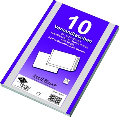 Produktbild von 30 (3x 10) Versandtaschen C5 Briefumschläge weiß haftklebend
