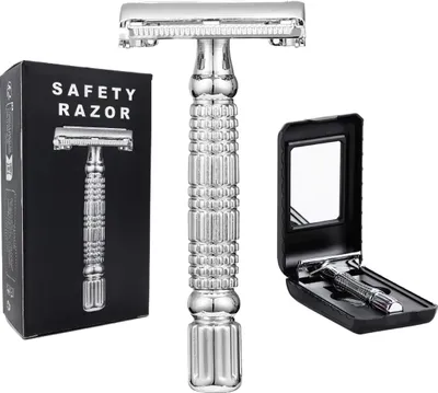 Image de INF Rasoir de sûreté Papillon Double Tranchant - Alliage d'Aluminium, 70 caractères Argent