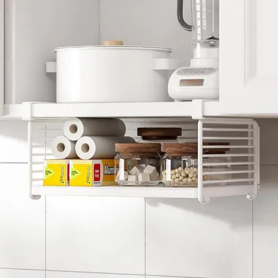 Immagine prodotto di Organizzatore metallico bianco per mobili a parete, 31 cm, senza necessità di foratura