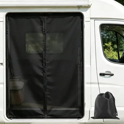 Immagine prodotto di Zanzariera magnetica per VW T5 T6 - Porta scorrevole laterale - Tessuto a rete traspirante 420D - Protezione solare per camper - 148x115 cm - Nera