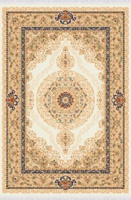Produktbild von Teppich Orientalisch Fransen Kurzflor Vintage Bordüre Wohnzimmer Beige 150x233