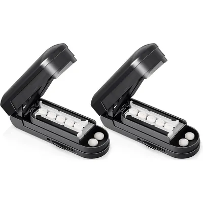 Produktbild von 2pcs Tablettenteiler für mehrere Pillen auf einmal, Präziser Tablettenschneider für kleine & große Tabletten, mit Edelstahl-Klinge & sicherem Design