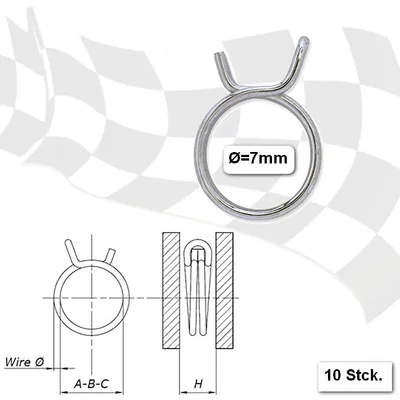 Image de Colliers de serrage pour tuyaux d'essence 7 mm