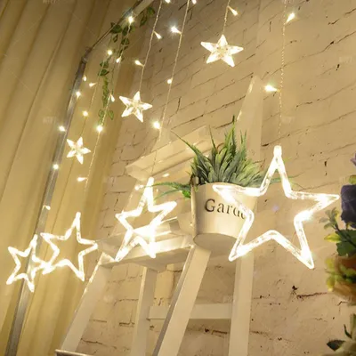 Immagine prodotto di VINGO LED luci fiabesche tenda di luci stelle bianco caldo 8 modalità luci di Natale